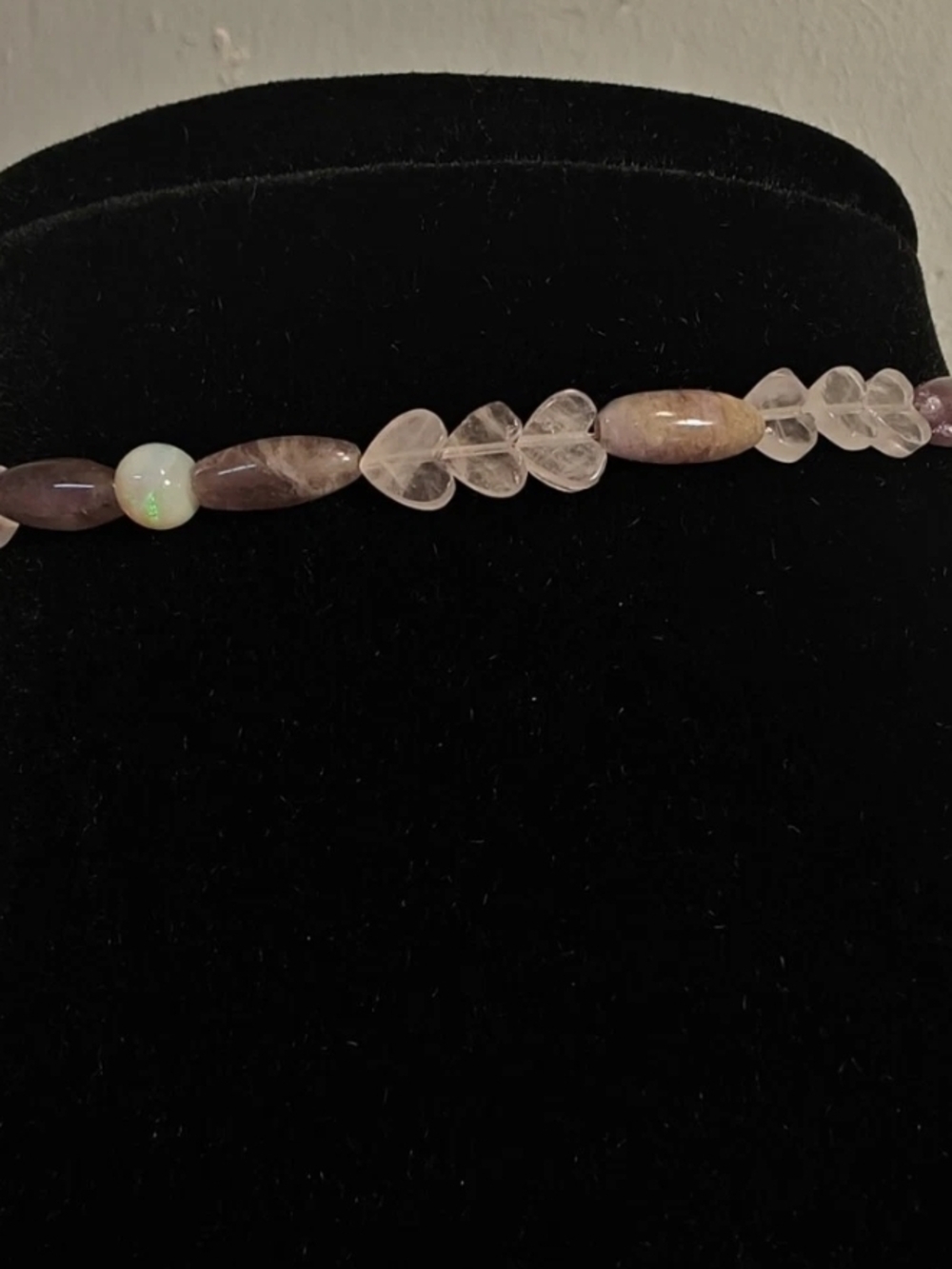 Little Girls Jewelry 13in Sterling Silver Amethyst & Rose Quartz Hearts
